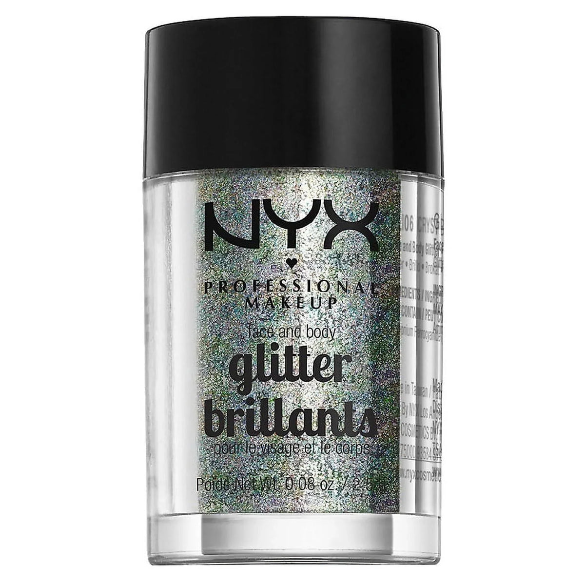 NYX Professional Makeup Face & Body Glitter, Crystal 0.08 oz Pack of 2