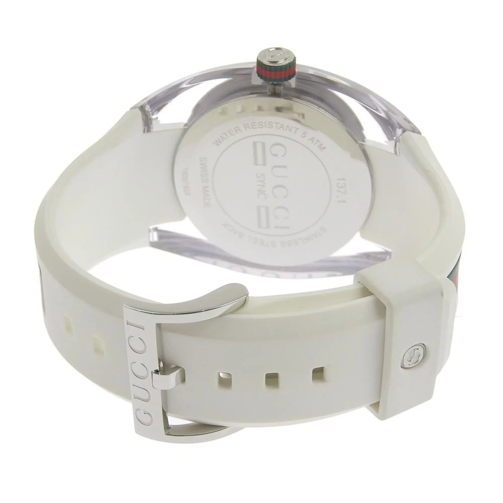 Authenticated Used Gucci Sizeink 137.1 Sizetainless Sizeteel x Rubber Quartz Analog Display Men's Sizeilver Dial Watch