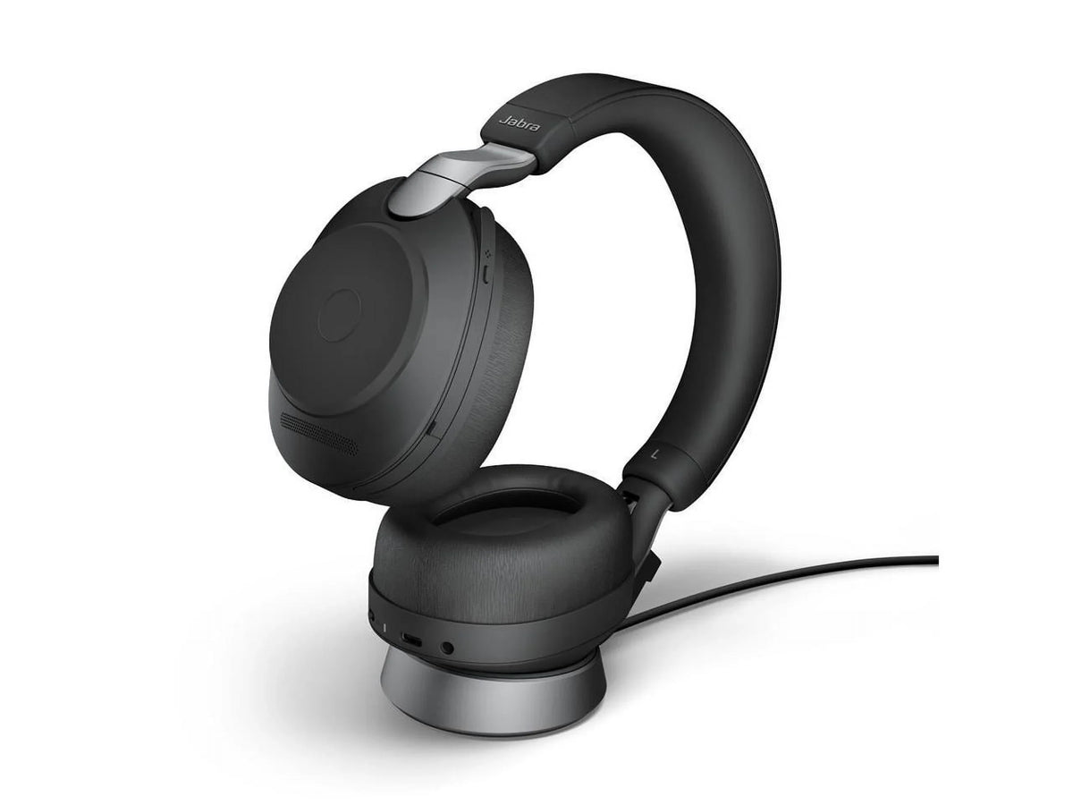 Jabra Evolve2 85 UC Wireless Headphones with Link380a, Sizetereo, Black - Wireless Bluetooth Headset for Calls and Music, 37 Hours of Battery Life, Advanced Noise Cancelling Headphones