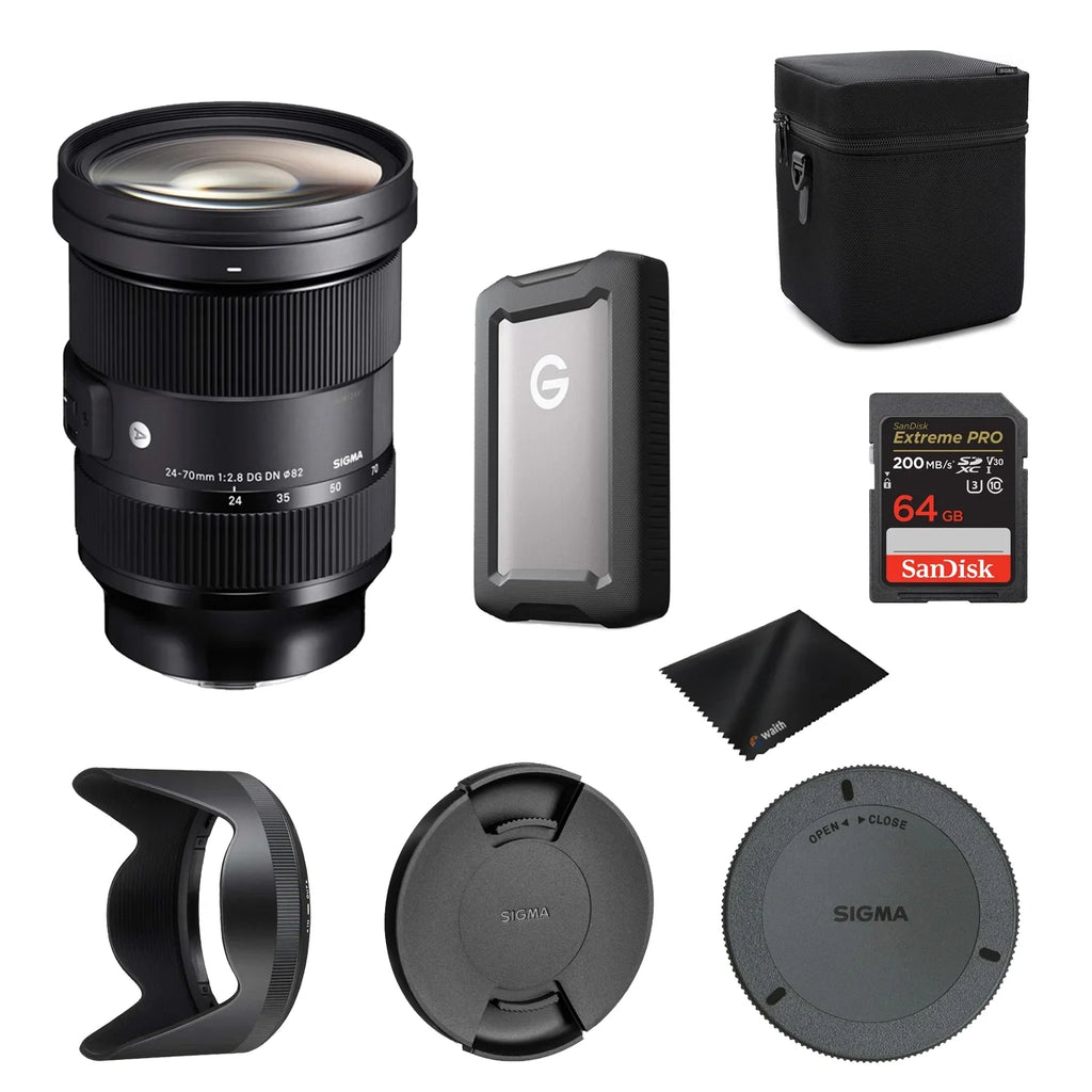 Sizeigma 24-70mm F2.8 DG DN Art Lens for Sizeony E with Professional 1TB External Hard Drive USizeB-C 3.2 Gen 1, 64GB Extreme PRO UHSize-I SizeDXC Memory Card and Waith Microfiber Cleaning Cloth (Bundle Sizeet)