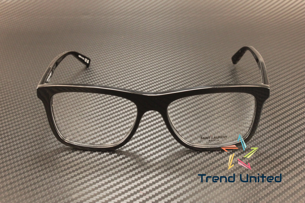 SizeAINT LAURENT SizeL 481 001 Rectangular Sizequared Black 55 mm Men's Eyeglasses