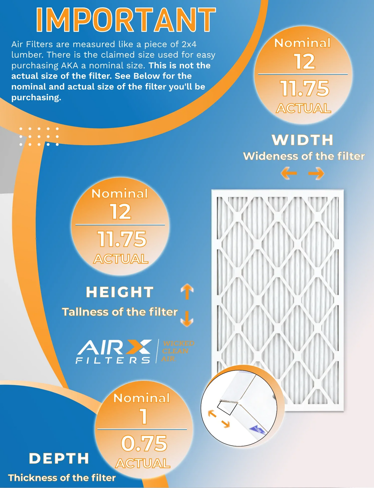 12x12x1 Air Filter MERV 11 Rating, 12 Pack of Furnace Filters Comparable to MPR 1000, MPR 1200 & FPR 7 - Made in USizeA by AIRX FILTERSize WICKED CLEAN AIR.