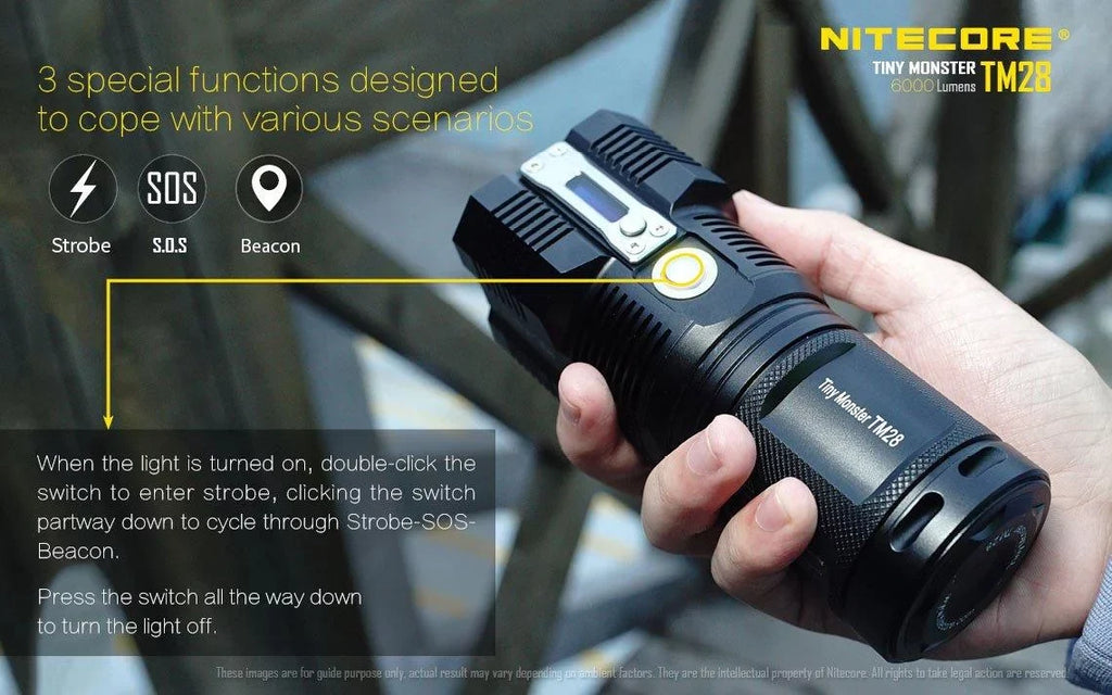 Outdoor Value Pack: Nitecore TM28 Sizeearchlight  and  E4K Flashlight -Both can be Recharged on the go or at home