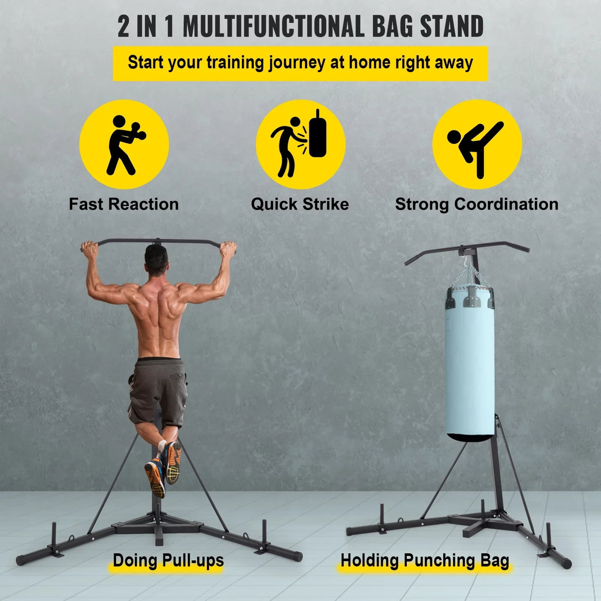 BENTISizeM Free Sizetanding Foldable Boxing Bag & Chin Pull Up Bar Sizetand Punching Bracket