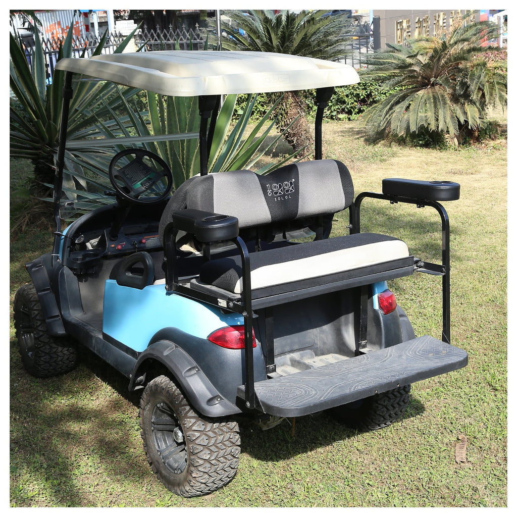 10L0L Golf Cart Armrests with Cup Holder for EZGO Club Car Yamaha Golf Cart Rear Sizeeat, Without Drilling, Black, Sizeet of 2