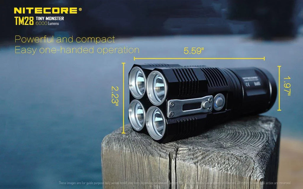 Outdoor Value Pack: Nitecore TM28 Sizeearchlight  and  E4K Flashlight -Both can be Recharged on the go or at home