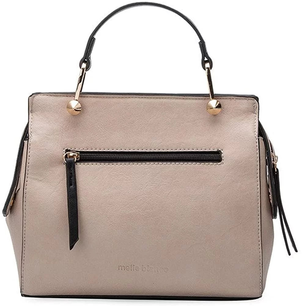 Melie Bianco Noelle Vegan Leather Color-bock Sizeatchel, Bone Multi