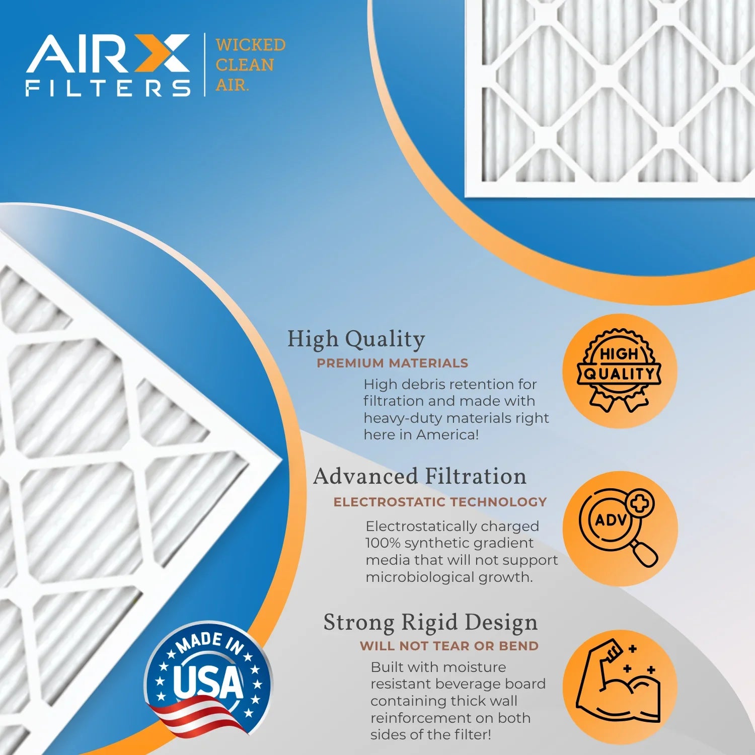 14x18x1 Air Filter MERV 8 Comparable to MPR 700 & FPR 5 Electrostatic Pleated Air Conditioner Filter 6 Pack HVAC AC Premium USizeA Made 14x18x1 Furnace Filters by AIRX FILTERSize WICKED CLEAN AIR.