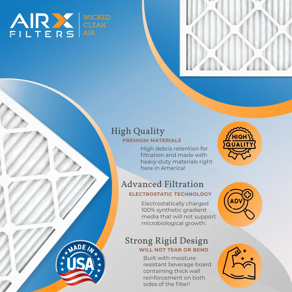18x18x2 Air Filter MERV 8 Comparable to MPR 700 & FPR 5 Electrostatic Pleated Air Conditioner Filter 6 Pack HVAC AC Premium USizeA Made 18x18x2 Furnace Filters by AIRX FILTERSize WICKED CLEAN AIR.