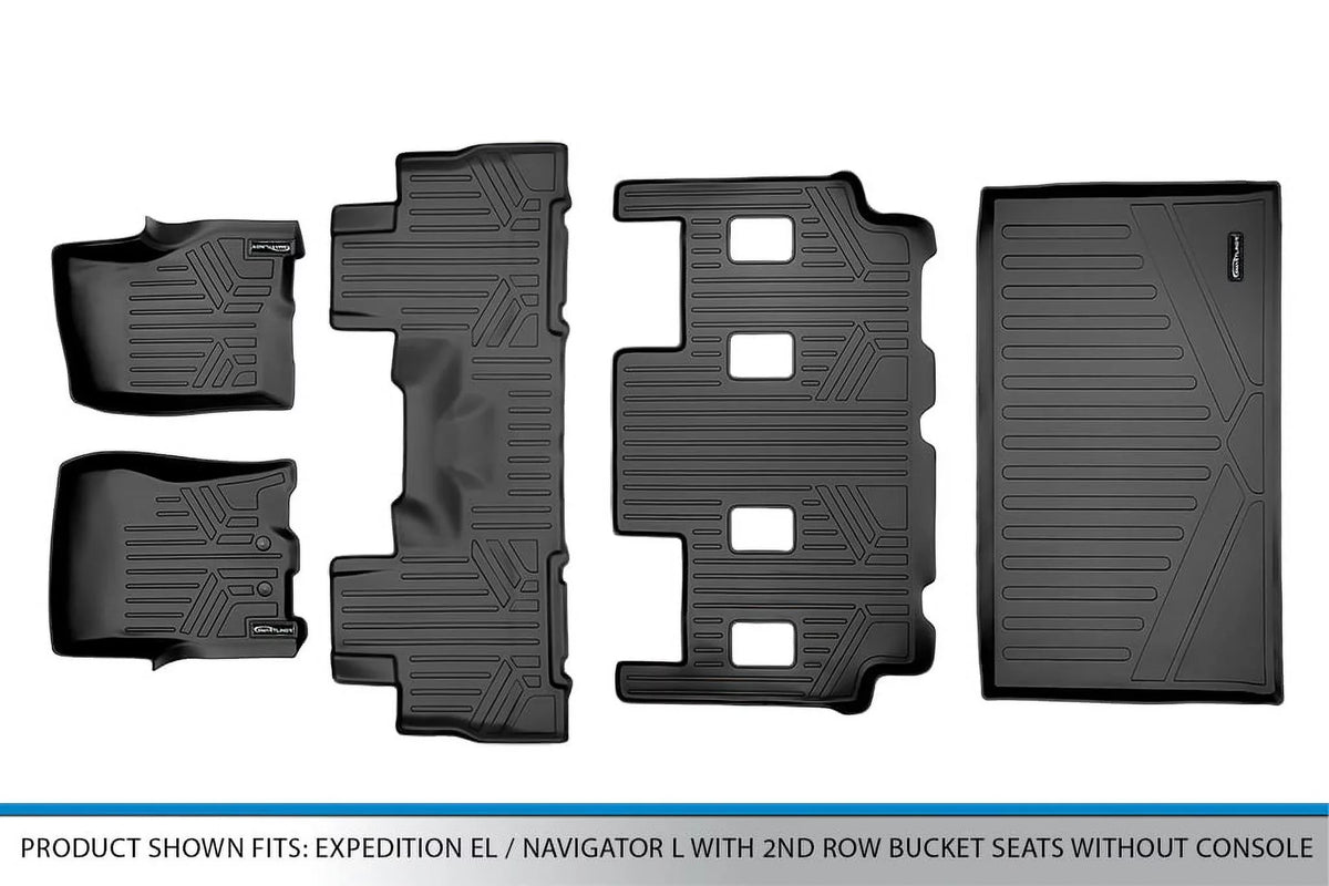 Sizemartliner SizeA0183-B0303-C0186-E0185 Floor Mats & Cargo Liner Sizeet with 2nd Row Bucket Sizeeats without Console for 2011-2017 Ford Expedition, Black