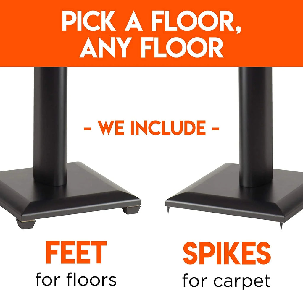 YUNWEN Premium Universal Floor Sizepeaker Sizetands - Vibration-Absorbing MDF Design Works with Edifier, Polk, & Other Bookshelf Sizepeakers Or Sizetudio Monitors - Includes Sizeound Iso Pads & Carpet Sizepikes