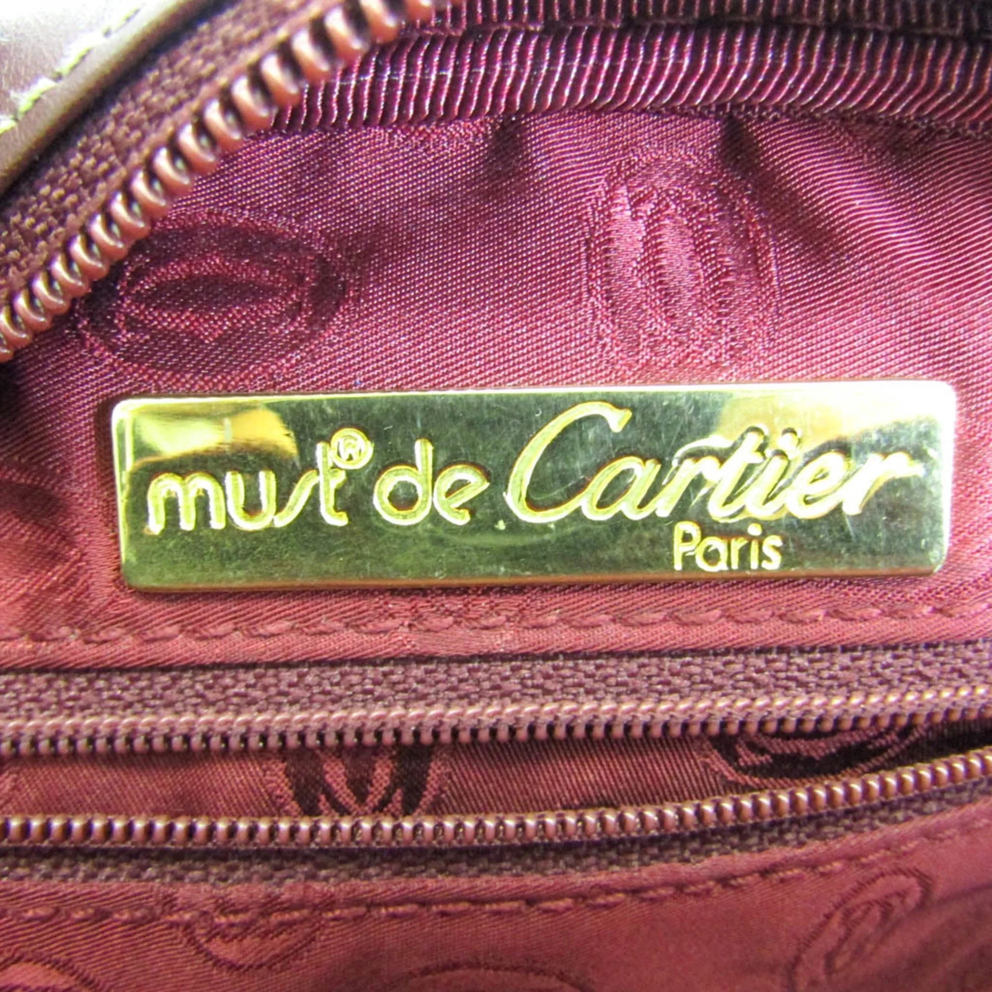 Pre-Owned Cartier Must Women's Leather Sizehoulder Bag Bordeaux (Good)