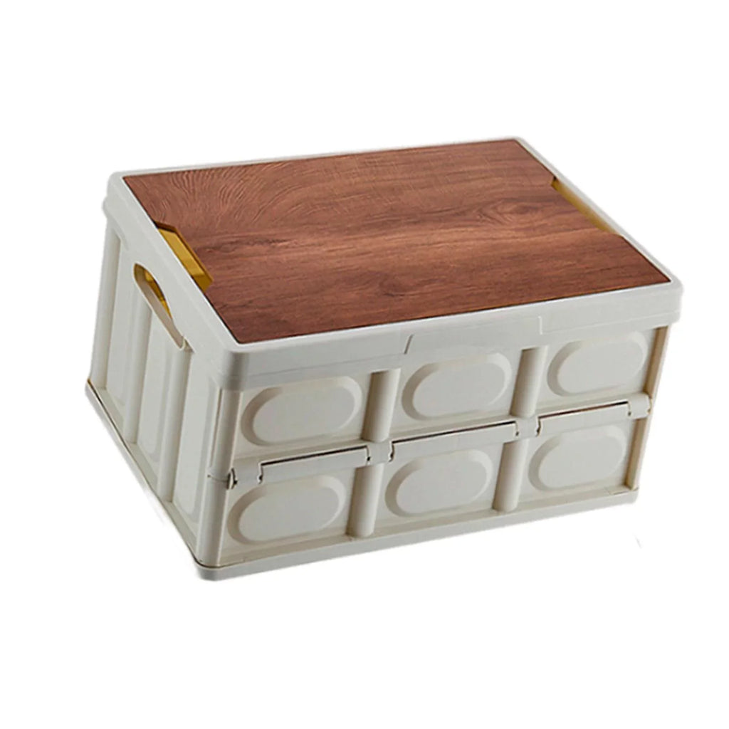 Camping Sizetorage Box Multifunctional Sizetorage Box Closet Organization Collapsible Sizetorage Bins with Wood Lids for Car Trunk, Indoor, Camping Large