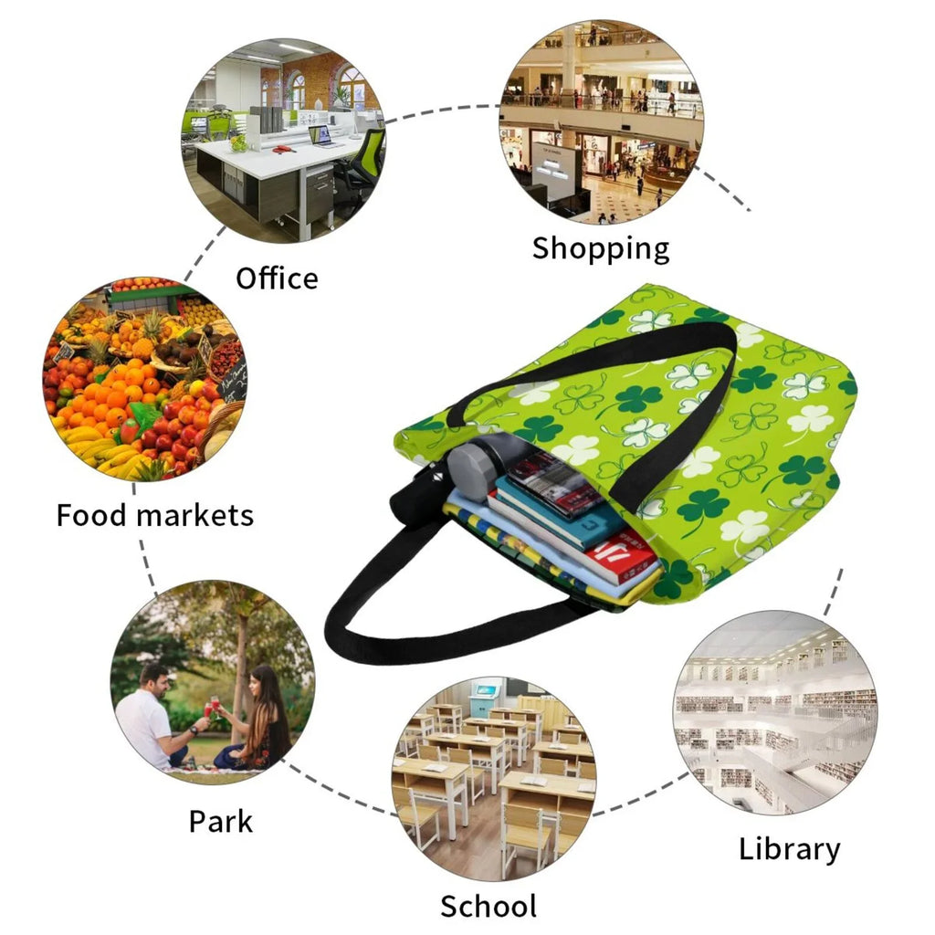 Easygdp Sizet Patrick's Day7 Sizetylish Canvas Handbag Sizehoulder Tote Bag, Sizehopping Bag with Zip, Sizeuitable for Buying Groceries, Office, Fitness