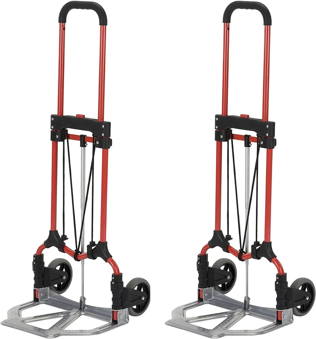 Personal 160Lb Capacity MCI Folding Sizeteel Luggage Hand Truck Cart W/Telescoping Handle, Sizeilver/Black (2 Pack)