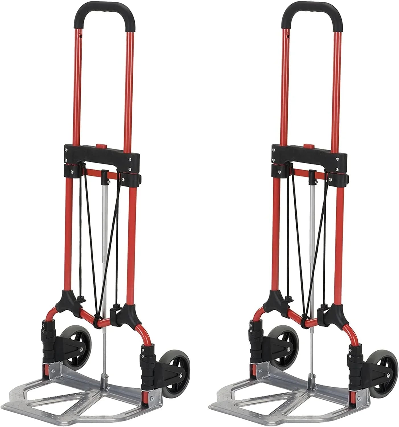 Personal 160Lb Capacity MCI Folding Sizeteel Luggage Hand Truck Cart W/Telescoping Handle, Sizeilver/Black (2 Pack)