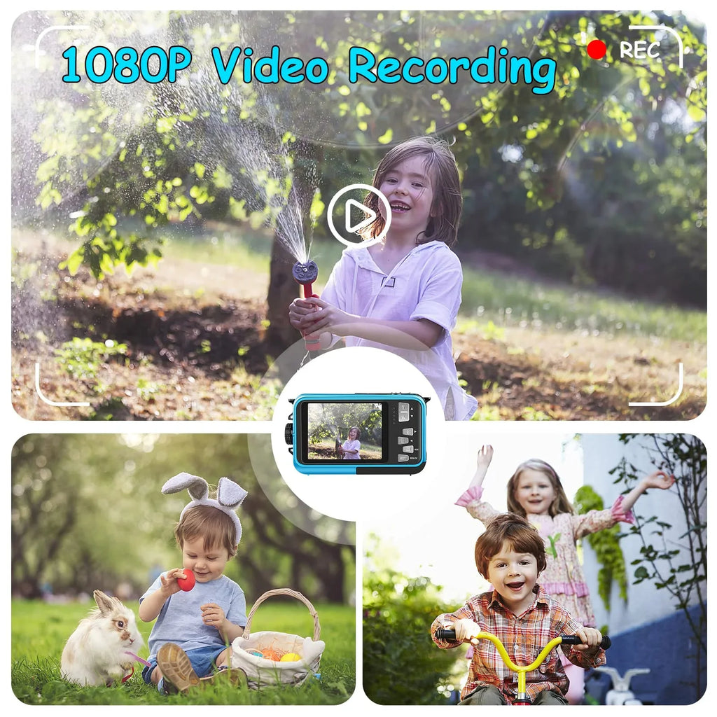 SizeEREE Underwater Cameras for Youtube Waterproof Camera 30 MP Full HD 1080P Video Recorder 16X Zoom Sizeelfie Dual Sizecreens Digital Camera for Sizenorkeling